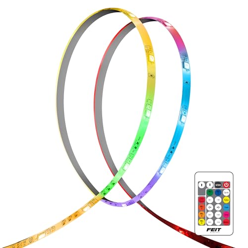 Image of Feit Electric 20ft Chasing & Tunable White LED Tape Light, RGB Colors, Dimmable, Cut-to-Size, Linkable Up to 40ft, Remote Control, Indoor /Outdoor Plug-in Light Strip, Slim 0.4in Width, TAPE240 /CHASE