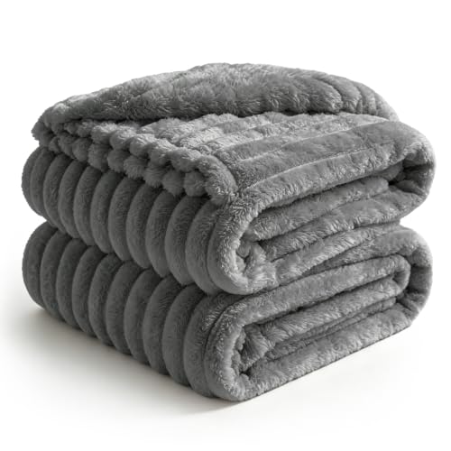 Image of BEDELITE Ribbe Blankets Queen Size for Bed, Crey, 90 inchx90 inch