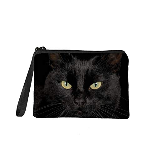 TOADDMOS Kleine Münzgeldbörse mit Meerjungfrau-Fischschuppen-Druck, Münztasche mit Reißverschluss, für Damen und Mädchen, schwarze katze, Einheitsgröße, Münzbörse Cover