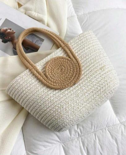 Image of Handmade Crochet Tote Bag with Circular Handle, 25 cm x 15 cm