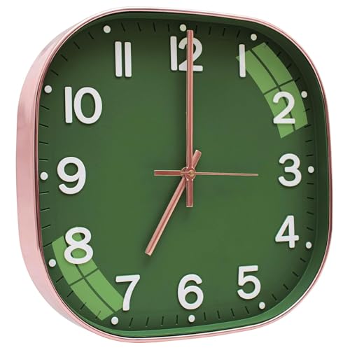 Image of TEKCOOL Plastic Analogue Wall Clock 12 inch Silent Quartz Decorative Wall Clock Non-Ticking Classic Clock Battery Operated Round Easy to Read for Room /Home /Kitchen /Bedroom /Office /School.Mehendi-