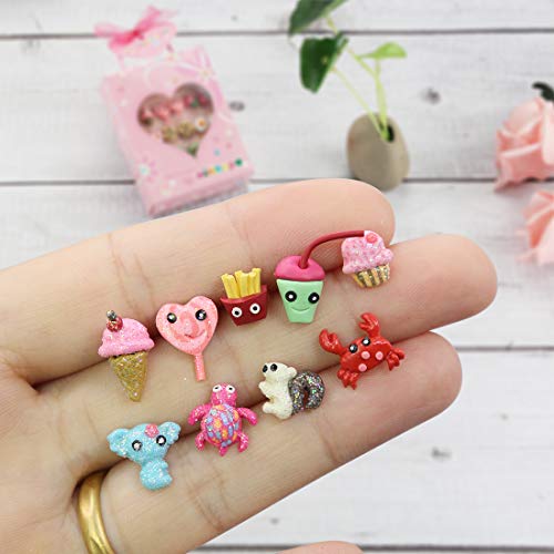 minihope Hypoallergenic Medical Steel Post Earrings for Girls, Cute Multiple Animal Unicorn Donut Stud Earrings for Little Girls Kids, Made with Polymer Clay, Best Gifts for Girls 5