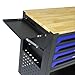 LULUINSHINE 4 Drawers Multifunctional Tool CART with Wheels and Wooden TOP (Black+Blue + Metal)