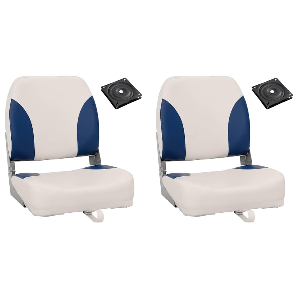 Set di 2 sedili per barca, pieghevoli, con imbottitura, colore: blu e bianco