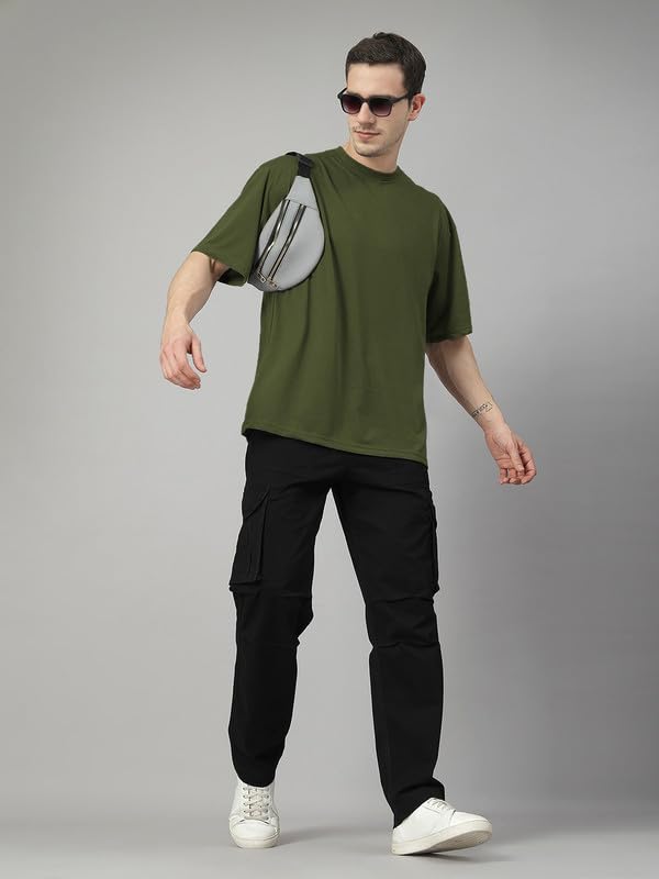 Image of CHKOKKO Oversized Tshirt for man Solid Classic Round Neck Loose Fit Half Sleeve Soft and Comfortable Casual Stylish wear for Summer