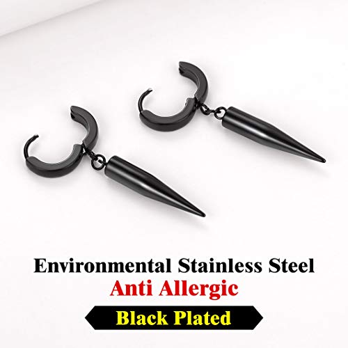 Punk Spikes Dangle Hinged Hoop Earrings For Men Women Black Huggie Earring Fashion Jewelry #TOP3