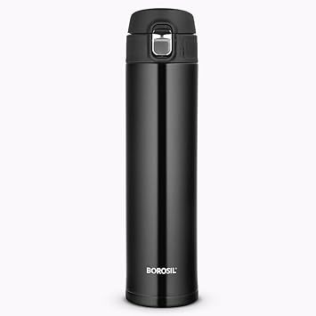 Borosil Hydra Nova Stainless Steel 500 ml Water Bottle | Double Wall Vacuum Insulated | 16 Hours Hot & 18 Hours Cold | Leakproof, BPA Free | 1 Year Warranty, Black - image, photos