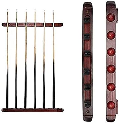 JBB Professional Solid Wood Billiard Snooker Cue Stick Rack/Stand Holder Organizer Wall Mount for 6 Cues