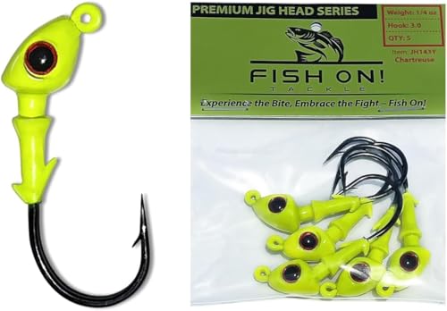 Fish On Tackle 1/4 Oz Jig Head - Chartreuse - 5 per pack