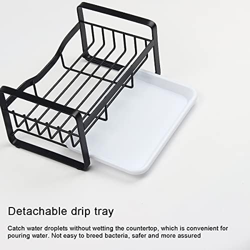 Porssaut Kitchen Sink Holder Sponge Organiser Drainer Rack Bathroom Cleaning Organisers Caddy Soap Brush Dishwashing countertop holders Stainless Steel with a Removable Drain Pan