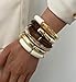 iF YOU 6pcs Chunky Acrylic Bangle Bracelets for Women, Resin Bamboo Brown Stretchy Bracelet Stack, Fashion Jewelry for Women (6 Clear white brown bracelets)