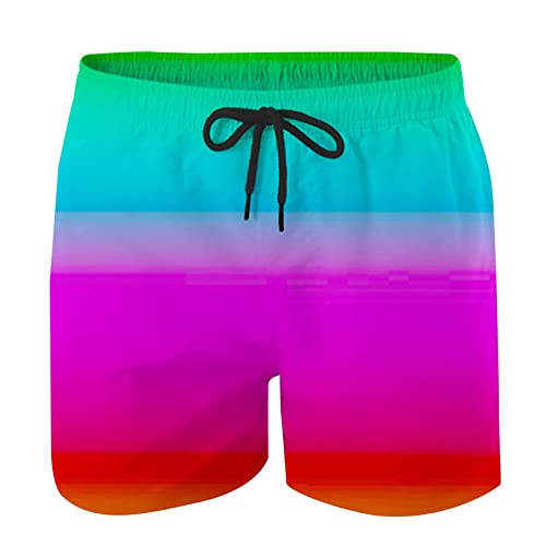 Ymosrh Men's Swimming Trunks Summer Swim Quick Dry Shorts with Pockets Plus Gradient Print Beach Shorts Swim, S-5XL2