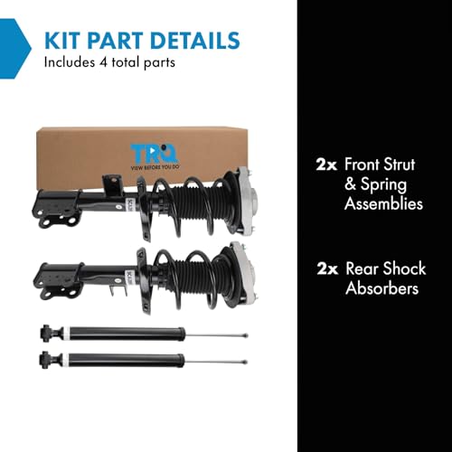 Image of TRQ Front and Rear Complete Strut Assembly & Shock Absorber Kit Complete Strut & Coil Spring Assembly Compatible with 2014-2018 Mercedes-Benz CLA250