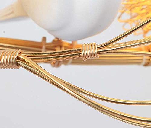 Lustre cage à oiseaux en fil d'or suspension LED E27 fer forgé
