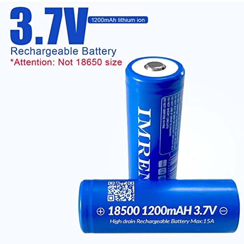 Imren 18500 Rechargeable Li-Ion Battery 3.7V 1200Mah With Button Top (4Pcs) #TOP3