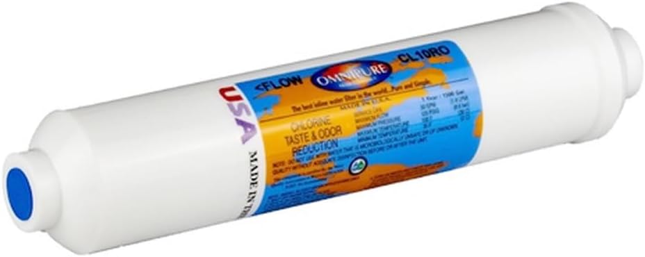 IPW Industries Inc. - Omnipure - Inline Granular Activated Carbon Filter (CL10ROT40-B) - Coconut Carbon Water Filter for RO Water Filtration Systems