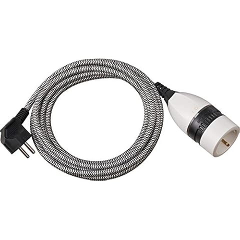 Brennenstuhl Cable alargador de plástico 3 m con Cubierta Textil y Interruptor giratorio Cover