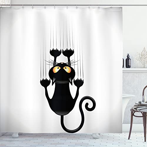 Ambesonne Funny Shower Curtain, Naughty Cat...