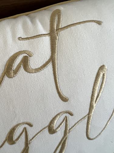 Rudransha Cat Snuggle Embroidered Lumbar Accent Throw Pillowcase - Gift For Pet Lover, Home Decor - 12X20 Inches, Ivory #TOP2