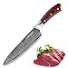 VINNAR - Cuchillo de cocina japonés VG-10 de acero inoxidable de 8 pulgadas, mango ergonómico de color rojo G10