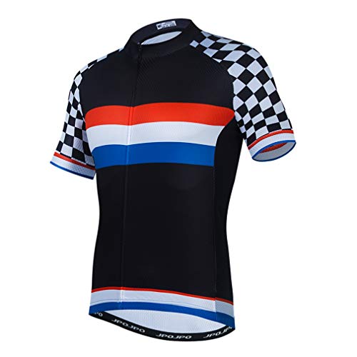 Cycling Jersey Mens Summer Short Sleeve Mountain Bike Clothes Bicycle Shirt Striped Black