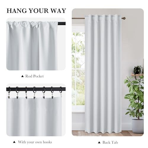 Image of RYB HOME 100% Blackout Basement Curtains Over Sink 36 inches Long, Heat & UV Blocking Total Room Darkening Noise Reducing Back Tab Curtains for Bathroom RV Campers, White, 2 Panels Set