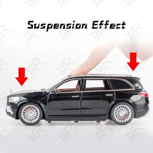 Image of 1:24 Scale Big Size Mercedes Maybach GLS600 Toy Car | Metal Diecast Car for Kids with Openable Doors, Sound, Light Effects (Black)