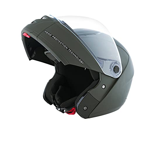Image of STUDDS Ninja Elite SUPER Flip Up Full Face Helmet (Military Green, L)
