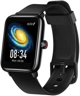 ساعة سمارت ميجا لتعقب النشاط الرياضي بشاشة ملونة 1.55 بوصة مع بلوتوث ومقاومة الماء حتى 5 ايه تي ام خفيفة الوزن مدة تشغيل بطارية طويلة لون اسود من اورافيت