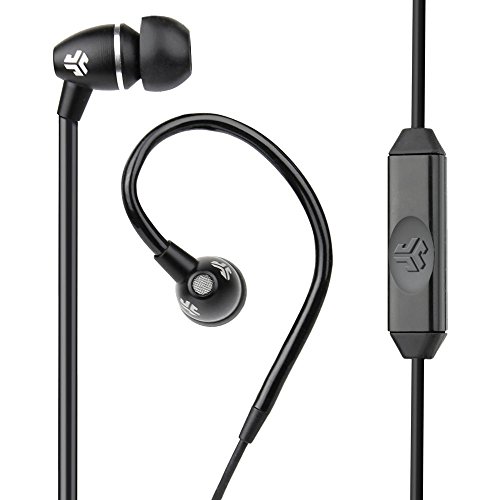JLAB Audio FIT Sport Earbuds, Sweatproof and Water Resistant with in-Wire Customizable Earhooks - Black