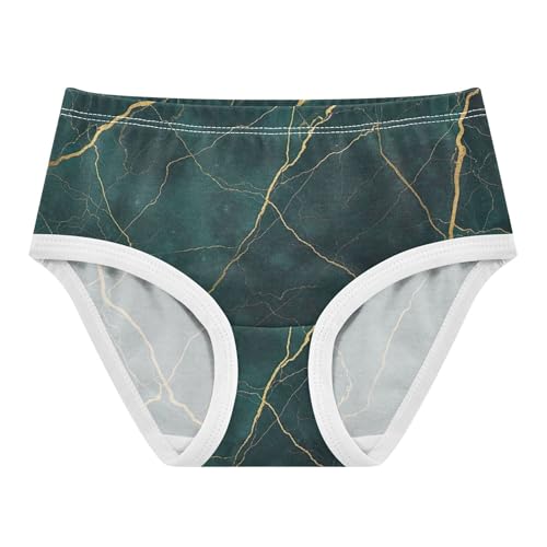 Teal Marble Texture Gold Vein Panties for Girl Toddler Underwear Floral Cotton Pattern Kids Briefs Undies 2t