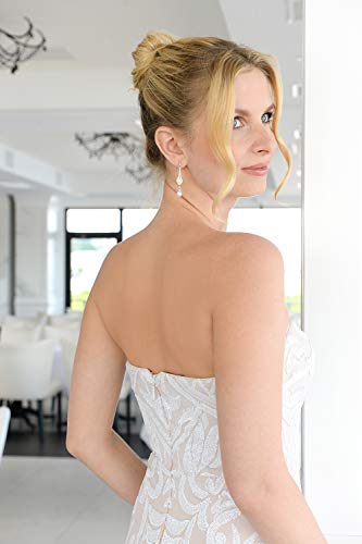 Mariell Cubic Zirconia Vintage Art Deco Dangle Earring with Freshwater Pearl Drops for Brides or Weddings3