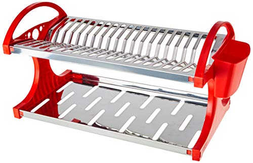 Escorredor 20 Pratos Suprema, 60,5 x 27,5 x 29 cm, Vermelho, Brinox