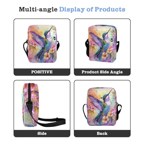 Crossbody Bag Hummingbird Flowers Floral Messenger Bag for Women Men Purse Shoulder Bag Satchel Bag with Adjustable Strap 214B61284