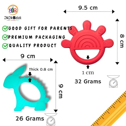 Image of Cute Shape Soft Silicone Teether for Baby Gums, Teething Toys for Babies, BPA Free, Pain-Relief Non-Toxic, 100% Food Grade Soothing, Easy to Grasp Chewable - Hand+Pineapple+Rabbit (Pack of 3)