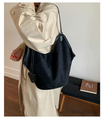 2 Pcs Slouchy Suede Bucket Hobo Bags Women Underarm Satchels Shoulder Bag Crescent Crossbody Purses Tote Handbag 20252