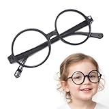 YAZWUR Ultra Ligeras Gafas Redondas Retro Accesorio de Disfraz para Halloween, Navidad, Carnaval y Fiestas de Cosplay (Negro)