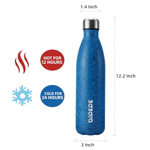 Image of BJPKPK Stainless Steel Water Bottles 25oz Insulated Water bottles,Keep Cold for 24 Hours and Hot for 12 Hours,Wood Ice Blue