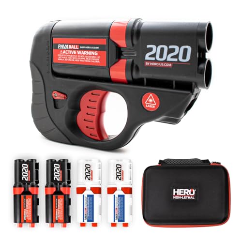 HERO 2020: Non-Lethal Gun - Self Defense Weapons for Home Defense - Compact, Easy-to-Conceal - PAVA Chemical Irritant - Pepper Spray Launch Projectile - Less Lethal Gun for Safety - Charcoal