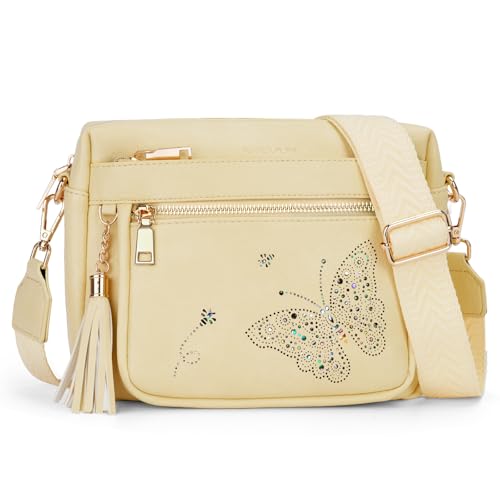 Image of KITEVIUN Crossbody Bags for Women Trendy Leather Crossbody Purse Shoulder Handbags Butterfly Design