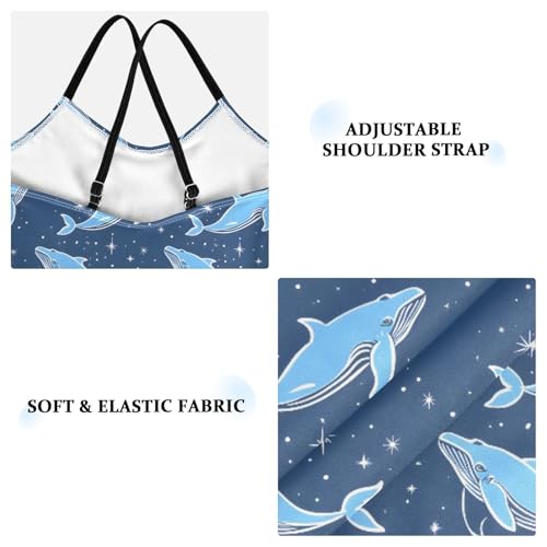 senya Girls Swimsuits One-Piece Swimwear Tie Bathing Suit Beach Summer Round Neck 7-8T Whales and Stars on Navy Pattern3