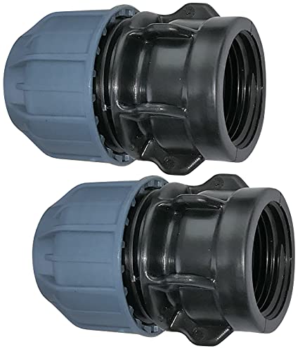 AERZETIX - C51929 - Lot de 2 - Manchon/Adaptateur fileté - Réducteur de Compression Droit - raccord Filetage Femelle 1 - pour Tuyau Ø25mm - en polypropylène - connecteur/réparateur