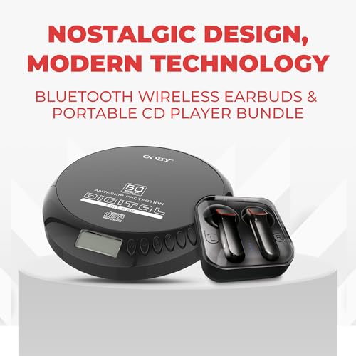 Image of Portable Bluetooth CD Player & Earbuds, FM Radio, Anti-Skip, for Home & Car