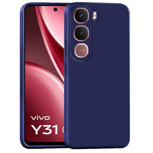 Image of Back Cover for Vivo Y31 5G | Full Camera Protection | Premium Liquid Silicon Case | Flexible Bumper Case for Vivo Y31 5G (Dark Blue)