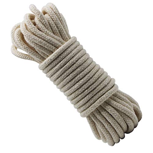 Jukway Cordoncino di Cotone Rotondo 5 mm - Corda Intrecciata con Anima in Cotone Naturale - Cavo Versatile per Cucire, Legare, Decorazioni, Artigianali Fai-da-Te - Bianco Grezzo (10 Metri)