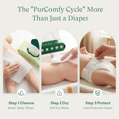 PurComfy Baby Diapers Essential Kit, 4 Pack Size 6 Diapers (112 Ct), 6 Baby Wipes (360Ct), 4 Travel Pack Wipes (32Ct) and 2 Dry Wipes (120Ct), All in One Newborn Essentials Kit, Total 624 Count