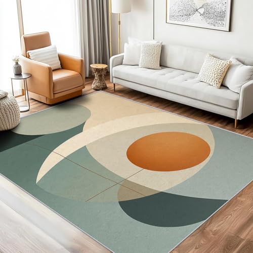 Tapis à poils courts doux style années 50 orange et antidérapant