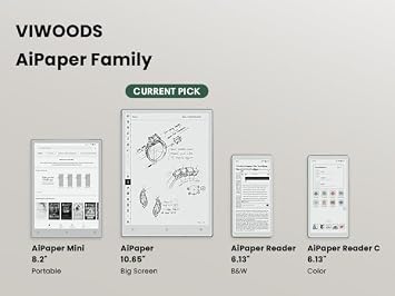 VIWOODS AiPaper 10.65 AI E Ink Tablet, Digital Notebook Bundle with Pen