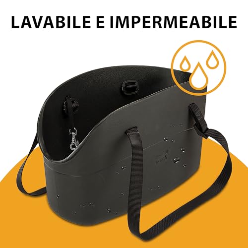Ferplast Borsa Per Cani Piccoli WITH-ME, Eva, Morbida Plastica Gommata, Lavabile, Cinghiolo Di Sicurezza, Nero - 7