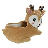 Cabilock Mini Planter Succulent Planter Pots Ceramic Reindeer Flower Pots Planter Deer Elk Figure Decorative Succulent Vase Statue Plant Pot Container for Mini Bonsai Succulent Cactus
